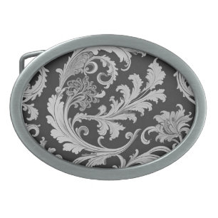 Monochrome Fleur Antique Pattern Belt Buckle