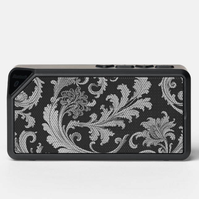Monochrome Fleur Antique Pattern  Bluetooth Speaker (Front)