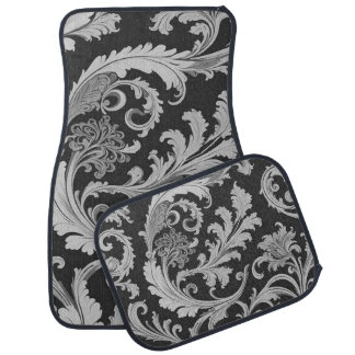 Monochrome Fleur Antique Pattern  Car Floor Mat