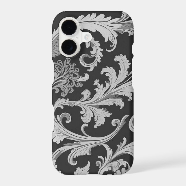 Monochrome Fleur Antique Pattern  Case-Mate iPhone Case (Back)