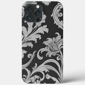Monochrome Fleur Antique Pattern  iPhone 13 Pro Max Case