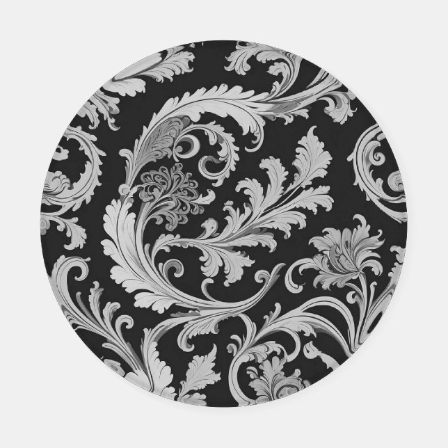 Monochrome Fleur Antique Pattern  Coaster Set (Single)