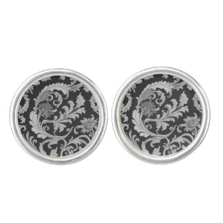 Monochrome Fleur Antique Pattern  Cufflinks
