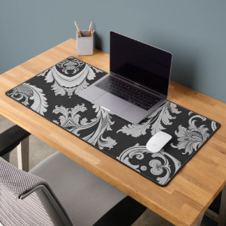 Monochrome Fleur Antique Pattern  Desk Mat