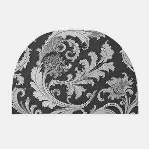 Monochrome Fleur Antique Pattern Doormat