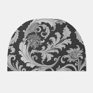 Monochrome Fleur Antique Pattern  Doormat