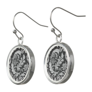 Monochrome Fleur Antique Pattern  Earrings
