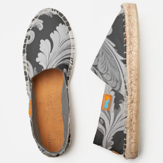 Monochrome Fleur Antique Pattern Espadrilles