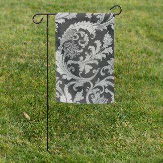 Monochrome Fleur Antique Pattern  Garden Flag