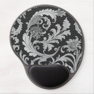 Monochrome Fleur Antique Pattern Gel Mouse Pad
