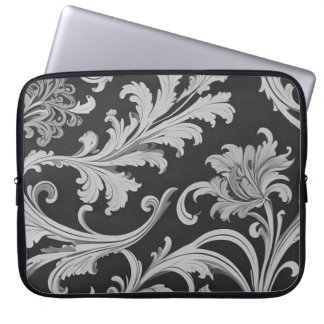 Monochrome Fleur Antique Pattern  Laptop Sleeve