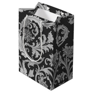 Monochrome Fleur Antique Pattern  Medium Gift Bag