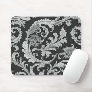 Monochrome Fleur Antique Pattern Mouse Pad