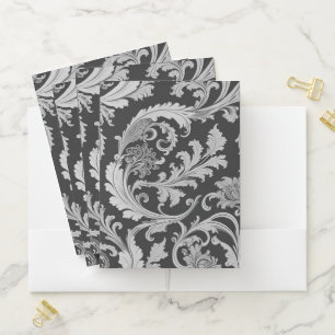 Monochrome Fleur Antique Pattern Pocket Folder