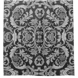Monochrome Fleur Antique Pattern Shower Curtain