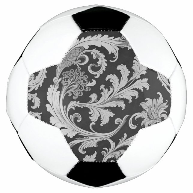 Monochrome Fleur Antique Pattern  Soccer Ball (Front)