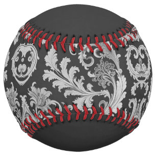 Monochrome Fleur Antique Pattern Softball