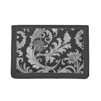 Monochrome Fleur Antique Pattern  Trifold Wallet