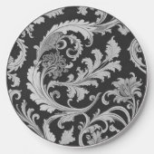 Monochrome Fleur Antique Pattern Wireless Charger (Front)