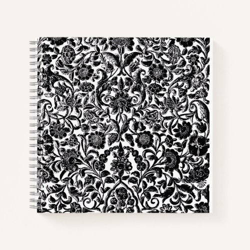 "Monochrome Floral" Artistic Hardcover Spiral Notebook