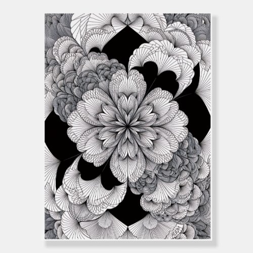 Monochrome Floral Mandala Elegant Black And White Foam Board