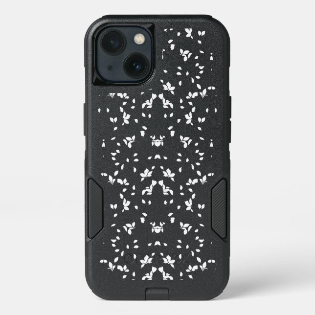 Monochrome Floral Pattern – Elegant Seamless Art Otterbox iPhone Case (Back)
