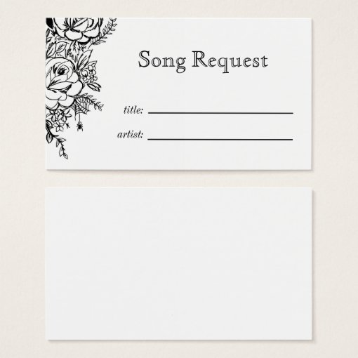 Monochrome floral tattoo Song request card | Zazzle