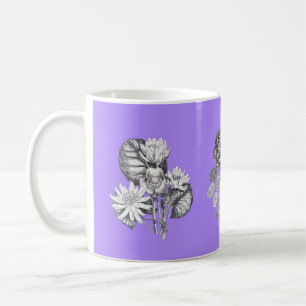 Monochrome flowers on lilac background coffee mug