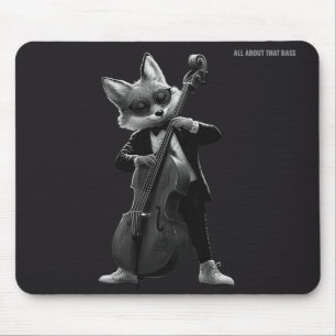 Monochrome Fox Double Bass Player Mouse Pad