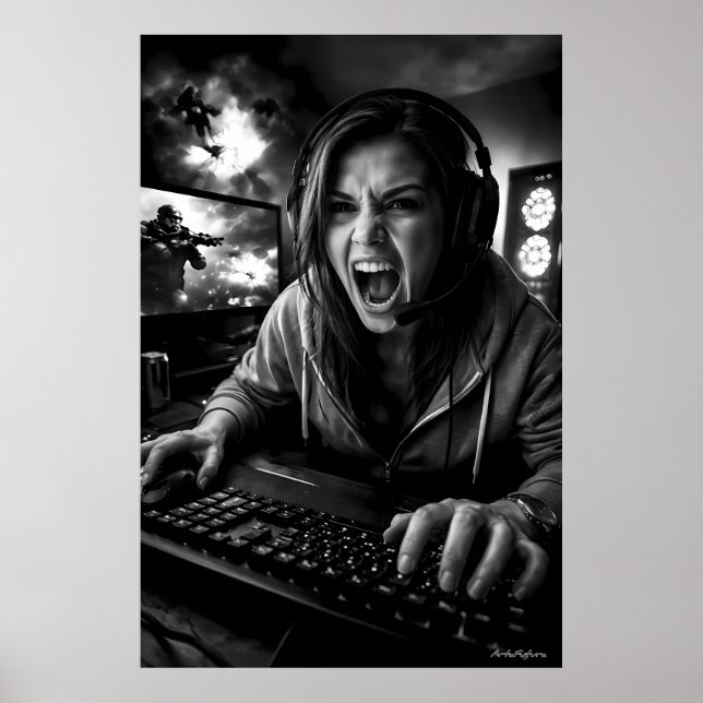 Monochrome Frenzy Gamer Portrait Poster (Front)