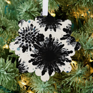 Monochrome Garden: Black and White Abstract Ornament Card
