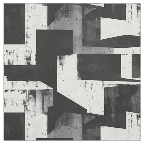 Monochrome Geometric Abstract Grunge Fabric