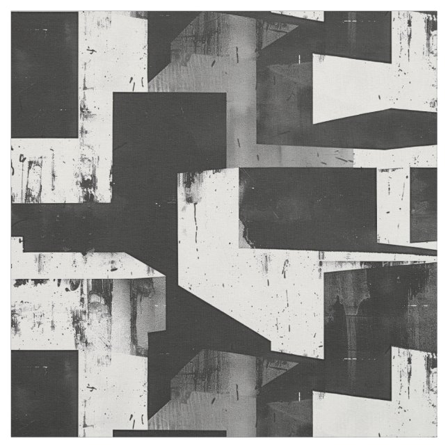 Monochrome Geometric Abstract Grunge Fabric (Swatch)