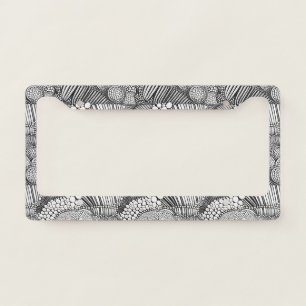 Monochrome Geometric Abstract Line Art Pattern License Plate Frame