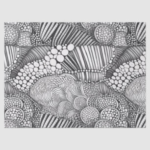 Monochrome Geometric Abstract Line Art Pattern Tissue Paper