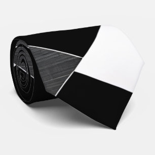 Monochrome Geometric Grid Black White Grey Neck Tie
