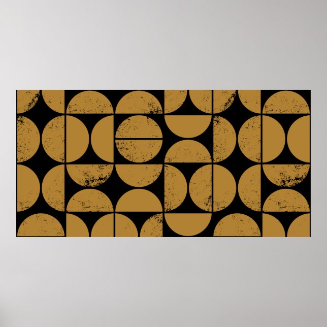 Monochrome geometric seamless pattern in Scandinav Poster (Front)