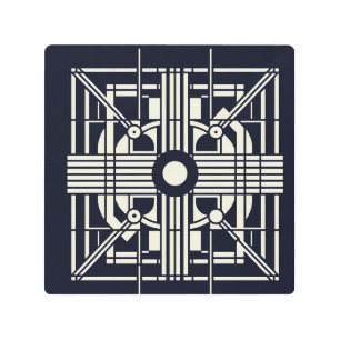 Monochrome Geometric Symmetry – Abstract Line & Ci Metal Print