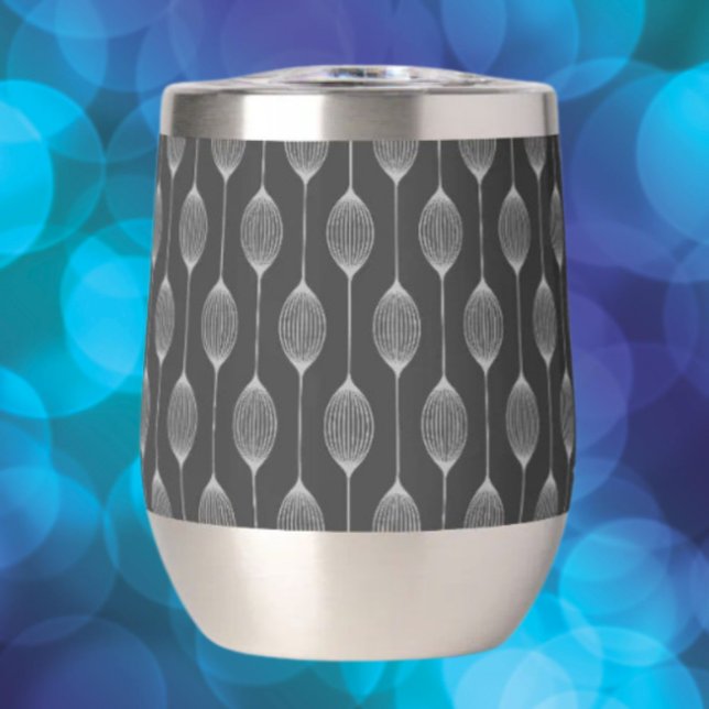 Monochrome Geometry – Abstract Pattern Stemless Thermal Wine Tumbler (Creator Uploaded)