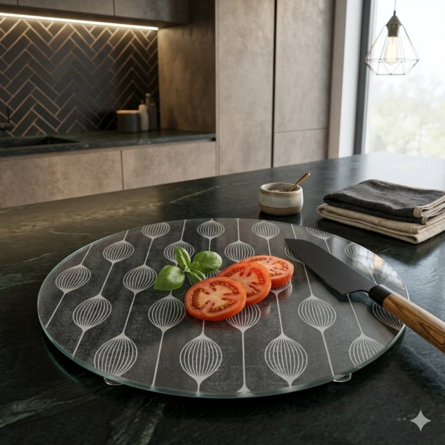 Monochrome Geometry – Glass Cutting Board (Creator Uploaded)