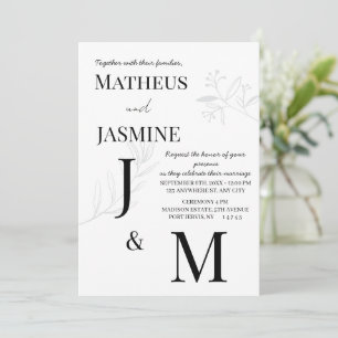 Monochrome German Und Script Wedding  Invitation