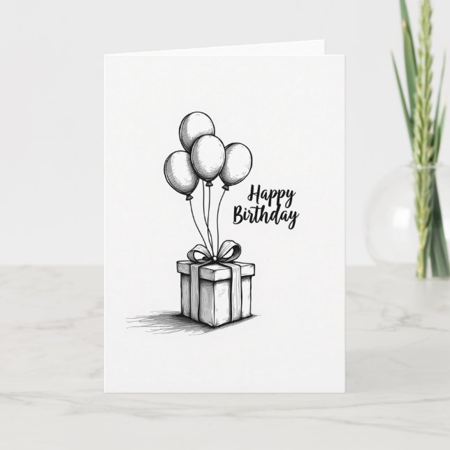 Monochrome Gift Birthday Card (Front)