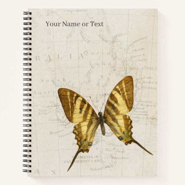 Monochrome Glider – Vintage Four-barred Swordtail Notebook (Front)