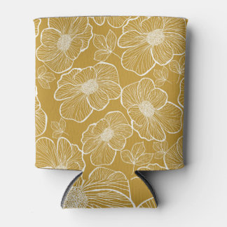 Monochrome Gold Floral: Abstract Seamless Can Cooler