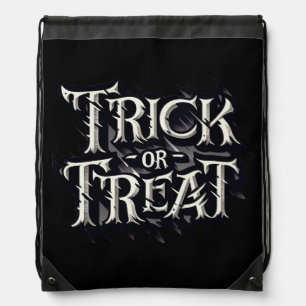 Monochrome Gothic Spiky TRICK OR TREAT Halloween Drawstring Bag