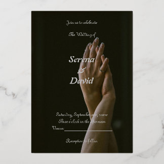 Monochrome Grace: Black, & Gray Wedding Invitation Foil Invitation