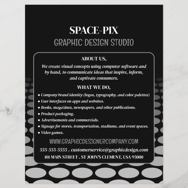 Monochrome Graphic, Graphic Designer Advertising Flyer (Front)