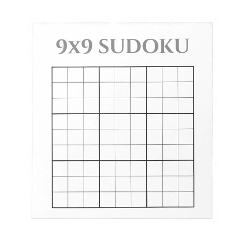 Monochrome Gray and White 9x9 Sudoku Template Notepad