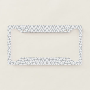 Monochrome gray and white geometric license plate frame