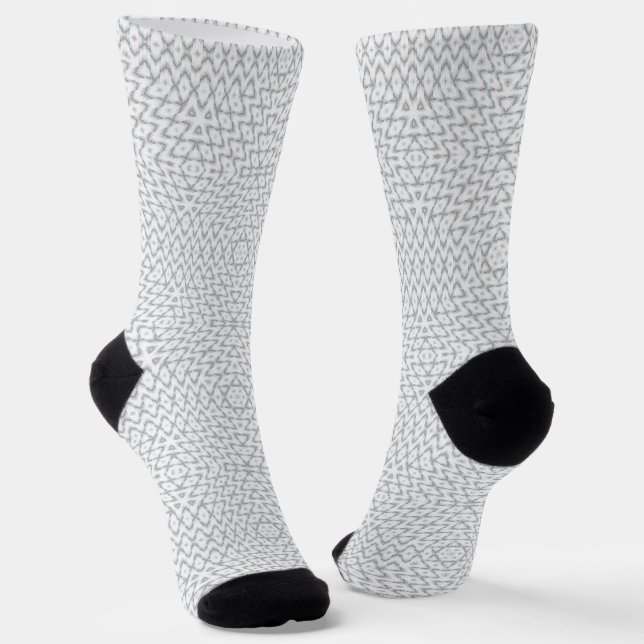Monochrome gray and white geometric socks (Angled)